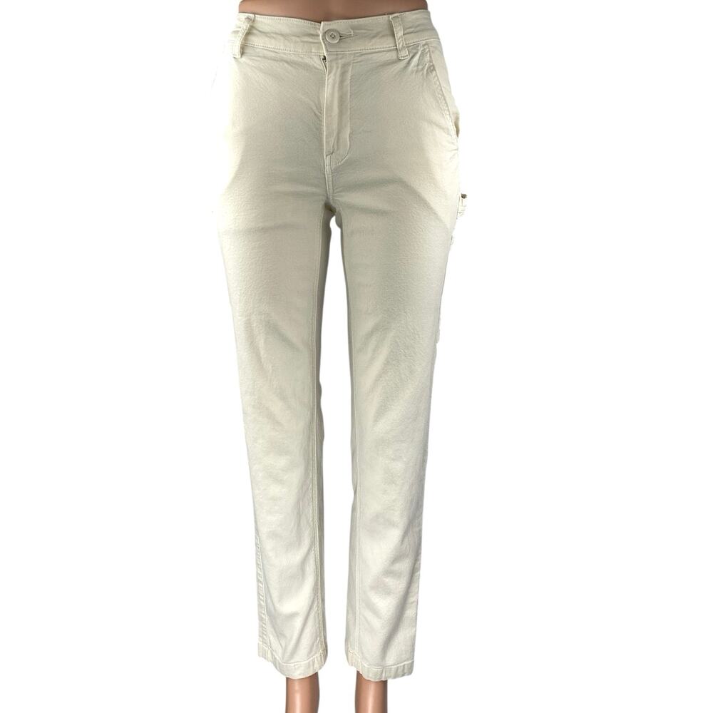 American Eagle Women's White Mid Rise Straight Leg Trousers Denim Jeans Pants 0